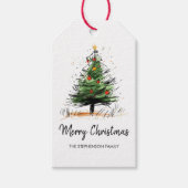 Cute Modern Christmas Tree Sketch Cadeaulabel (Voorkant)