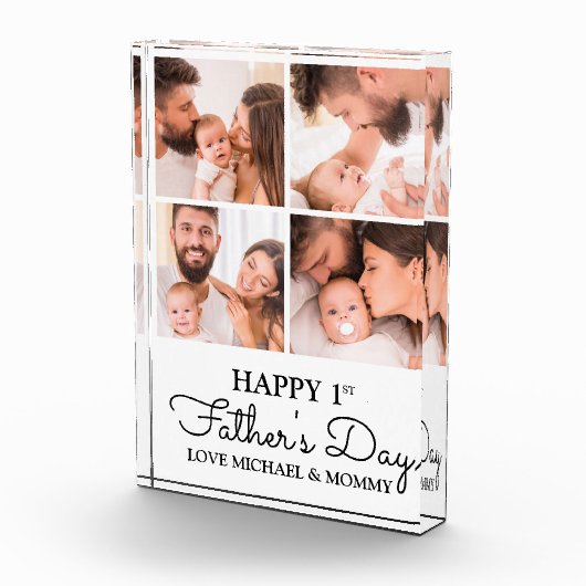 Cute Modern Collage Happy First Fathers Day Fotoblokken (Rechts)