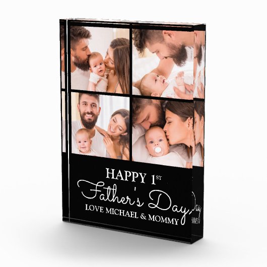 Cute Modern Collage Happy First Fathers Day Fotoblokken (Rechts)