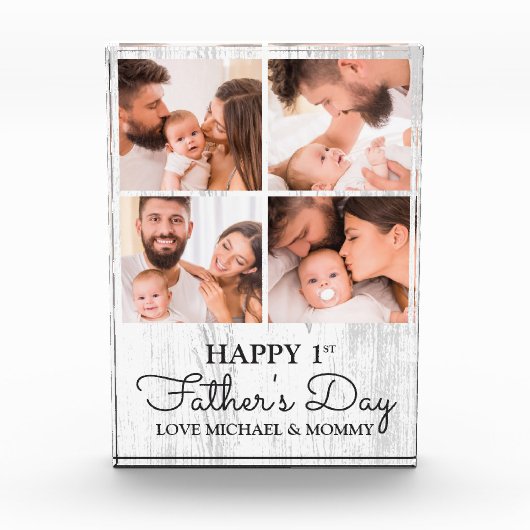 Cute Modern Collage Happy First Fathers Day Fotoblokken (Voorkant)