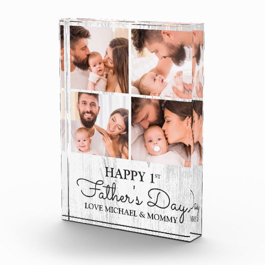 Cute Modern Collage Happy First Fathers Day Fotoblokken (Rechts)