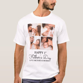 Cute Modern Collage Happy First Fathers Day T-shirt