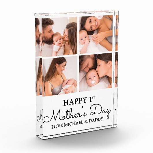 Cute Modern Collage Happy First Moederdag Fotoblokken (Links)
