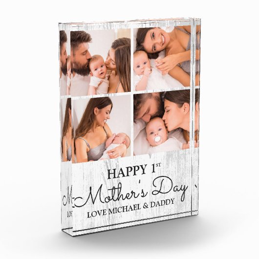 Cute Modern Collage Happy First Moederdag Fotoblokken (Links)