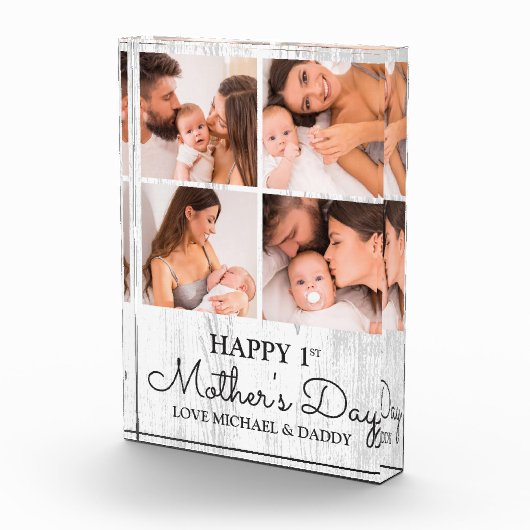 Cute Modern Collage Happy First Moederdag Fotoblokken (Rechts)