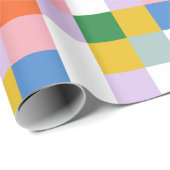 Cute Modern Colorful Big Checkered Pattern Cadeaupapier (Rol Hoek)