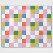 Cute Modern Colorful Big Checkered Pattern Cadeaupapier (Vlak)