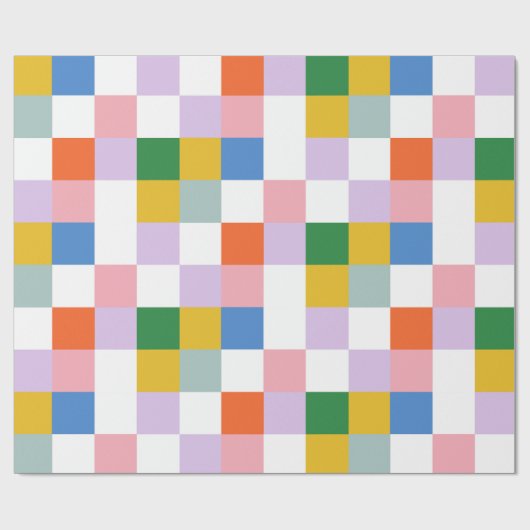 Cute Modern Colorful Big Checkered Pattern Cadeaupapier (Vlak)
