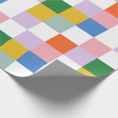 Cute Modern Colorful Big Checkered Pattern Cadeaupapier (Hoek)