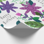 Cute Modern Colorful Floral Happy Birthday Cadeaupapier (Hoek)
