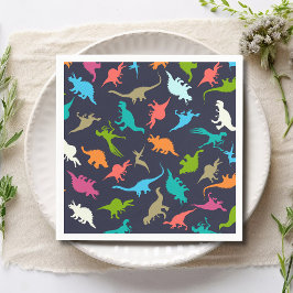 Cute Modern Colorful Fun Dinosaur Kinder Party Servet