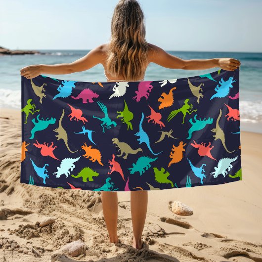 Cute Modern Colorful Fun Dinosaur Kinder Pattern Strandlaken