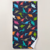 Cute Modern Colorful Fun Dinosaur Kinder Pattern Strandlaken (Voorkant)