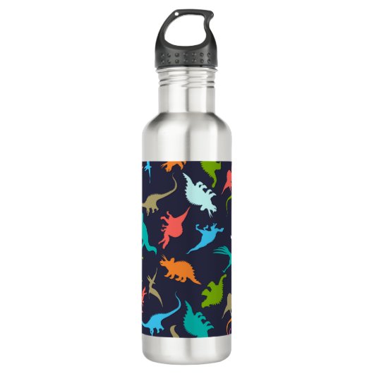 Cute Modern Colorful Fun Dinosaur Kinder Pattern Waterfles (Voorkant)