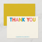 Cute Modern Colorful Typography Persoonlijke Naam Bedankkaart (Voorkant / Achterkant)