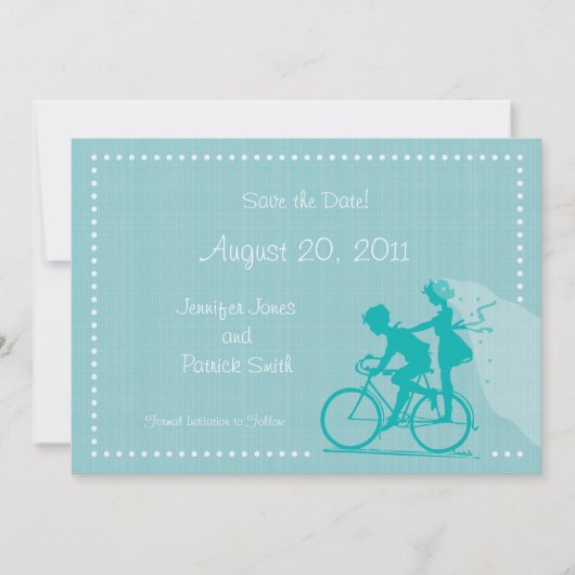 CUTE Modern Couple on Bicycle Save the Date (Voorkant)