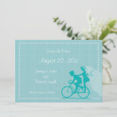 CUTE Modern Couple on Bicycle Save the Date (Staand voorkant)