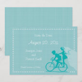 CUTE Modern Couple on Bicycle Save the Date (Voorkant / Achterkant)