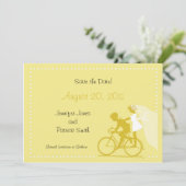 CUTE Modern Couple on Bicycle Save the Date (Staand voorkant)