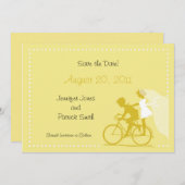 CUTE Modern Couple on Bicycle Save the Date (Voorkant / Achterkant)