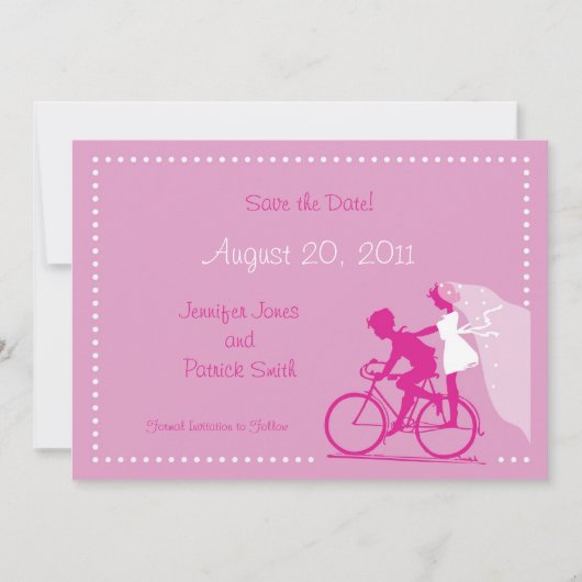 CUTE Modern Couple on Bicycle Save the Date (Voorkant)