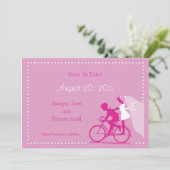 CUTE Modern Couple on Bicycle Save the Date (Staand voorkant)
