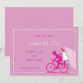 CUTE Modern Couple on Bicycle Save the Date (Voorkant / Achterkant)