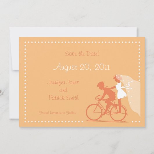 CUTE Modern Couple on Bicycle Save the Date (Voorkant)