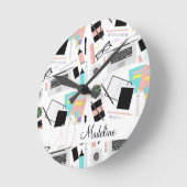 Cute Modern Custom Desktop Pattern Ronde Klok (Hoek)