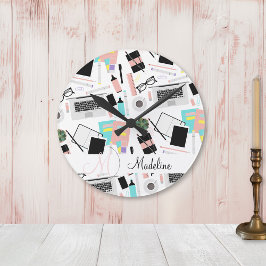 Cute Modern Custom Desktop Pattern Ronde Klok