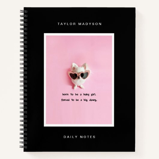 Cute Modern Custom Frame Photo Gift Monogram Black Notitieboek (Voorkant)