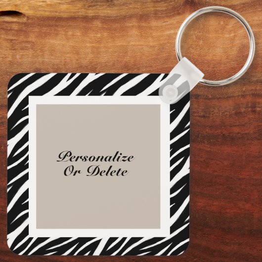 Cute Modern Custom Name Photo Black White Zebra Sleutelhanger (Achterkant)