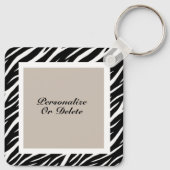 Cute Modern Custom Name Photo Black White Zebra Sleutelhanger (Achterkant)