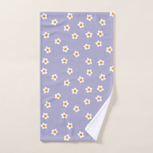 Cute Modern Daisy Pattern Paars Bad Handdoek (Handdoek)