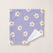 Cute Modern Daisy Pattern Paars Bad Handdoek (Wasdoekje)