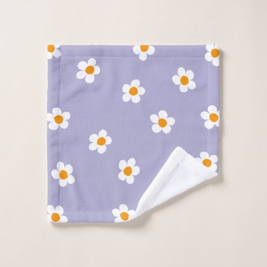 Cute Modern Daisy Pattern Paars Bad Handdoek (Wasdoekje)