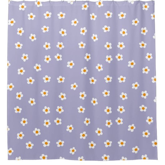 Cute Modern Daisy Pattern Paars Douchegordijn (Voorkant)