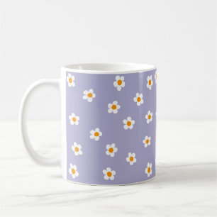 Cute Modern Daisy Pattern Paars  Koffiemok