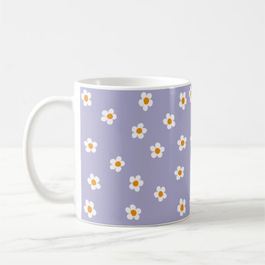 Cute Modern Daisy Pattern Paars  Koffiemok (Links)