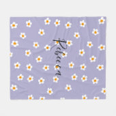 Cute Modern Daisy Pattern Paars Personalized Fleece Deken (Voorkant (Horizontaal))