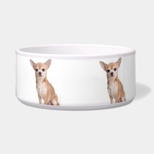 Cute Modern Dog Chihuahua Pattern White Voerbakje (Voorkant)
