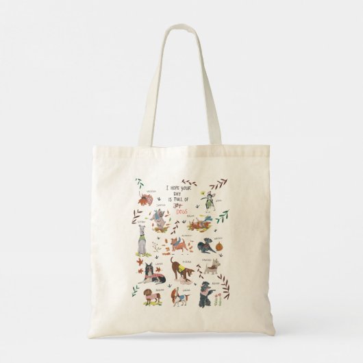 Cute modern dogs botanisch patroon tote bag (Achterkant)