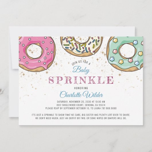 Cute Modern Donut Baby Sprinkle Kaart (Voorkant)