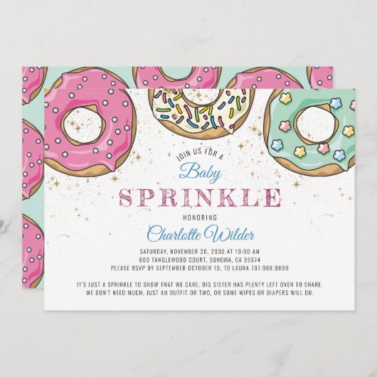 Cute Modern Donut Baby Sprinkle Kaart (Voorkant / Achterkant)