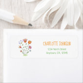 Cute Modern Doodle Waterverf Flowers Etiket (Insitu)