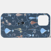 Cute Modern Elegant Funky Cats Pattern on Blue Case-Mate iPhone Case (Achterkant (horizontaal))