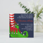 Cute Modern Elf Shoe Kerstparty Uitnodiging (Staand voorkant)