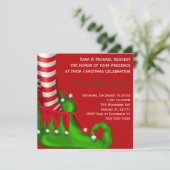Cute Modern Elf Shoe Kerstparty Uitnodiging (Staand voorkant)