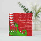 Cute Modern Elf Shoe Kerstparty Uitnodiging (Staand voorkant)