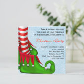 Cute Modern Elf Shoe Kerstparty Uitnodiging (Staand voorkant)